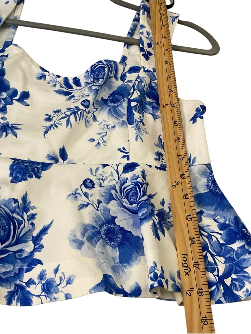 Maeve Blue & White Floral Peplum Tank Top NWT Medium Cottagecore - Picture 6 of 9